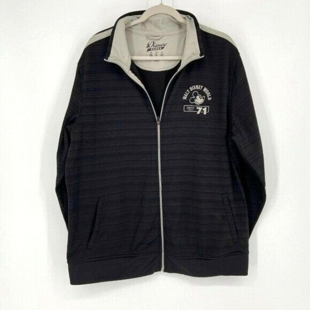 Disney Parks Track Jacket Mens XL Charcoal Gray Mickey Logo Athletic Dept #71